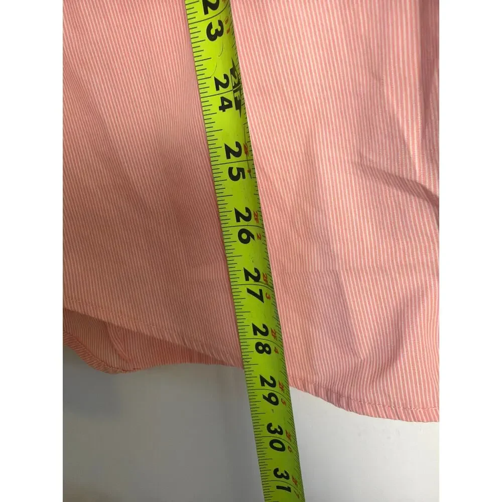 Banana Republic Men Size Medium Grant Fit Light Coral Pink Striped Dress Shirt